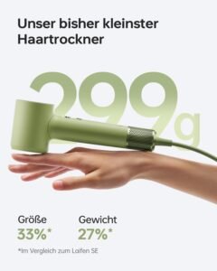 Laifen Mini-Haartrockner, Negativ-Ionen-Haartrockner mit bürstenlosem Motor (110.000 U/min), schnelltrocknend, leiser Reisetrockner (Grien)