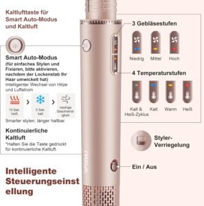 7MAGIC 7 in 1 Airstyler, Professioneller Hairstyler Set, 110000 U/Min, 1400W, Rundbürstenföhn, Lockenstab Auto-Wrap, Glätteisen, Ionen Föhn, Zum Styling, Volumisieren, Locken und Glätten, mit Reisebox