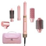8-in-1 Airstyler – Haartrockner mit Dualspannung und Föhnbürste, inkl. Reisetasche. Automatischer Lockenaufsatz (L/R), schnelles Trocknen, frizzfreies Volumen & Styling ohne Hitzeschäden