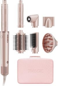 7MAGIC 7 in 1 Airstyler, Professioneller Hairstyler Set, 110000 U/Min, 1400W, Rundbürstenföhn, Lockenstab Auto-Wrap, Glätteisen, Ionen Föhn, Zum Styling, Volumisieren, Locken und Glätten, mit Reisebox