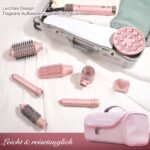 8-in-1 Airstyler – Haartrockner mit Dualspannung und Föhnbürste, inkl. Reisetasche. Automatischer Lockenaufsatz (L/R), schnelles Trocknen, frizzfreies Volumen & Styling ohne Hitzeschäden