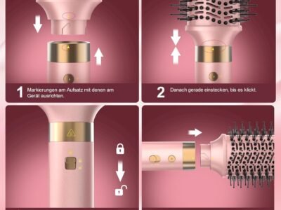 8-in-1 Airstyler – Haartrockner mit Dualspannung und Föhnbürste, inkl. Reisetasche. Automatischer Lockenaufsatz (L/R), schnelles Trocknen, frizzfreies Volumen & Styling ohne Hitzeschäden