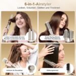 7MAGIC 6 in 1 Airstyler, Hairstyler, Lockenstab Auto-Wrap, Stylen Sie Beach Wave, Ionen Föhn, Professioneller Rundbürstenföhn,Glätteisen, für Besondere Anlässe, Reisen