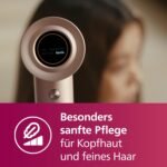 Philips Hochgeschwindigkeits-Haartrockner Serie 8000, ThermoShield Advanced, Ionic, Stylingdüse & Diffusor, Kopfhautpflege, 1400 W, Rose Champagne, Modell BHD837/10