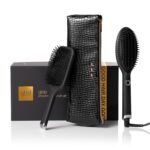 ghd Glide Festliches Geschenkset – Glättende Heißbürste mit Paddelbürste und hitzebeständiger Tasche, krausfreies Finish
