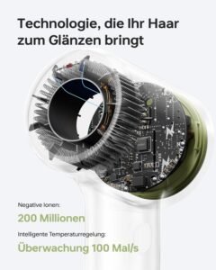 Laifen Mini-Haartrockner, Negativ-Ionen-Haartrockner mit bürstenlosem Motor (110.000 U/min), schnelltrocknend, leiser Reisetrockner (Grien)