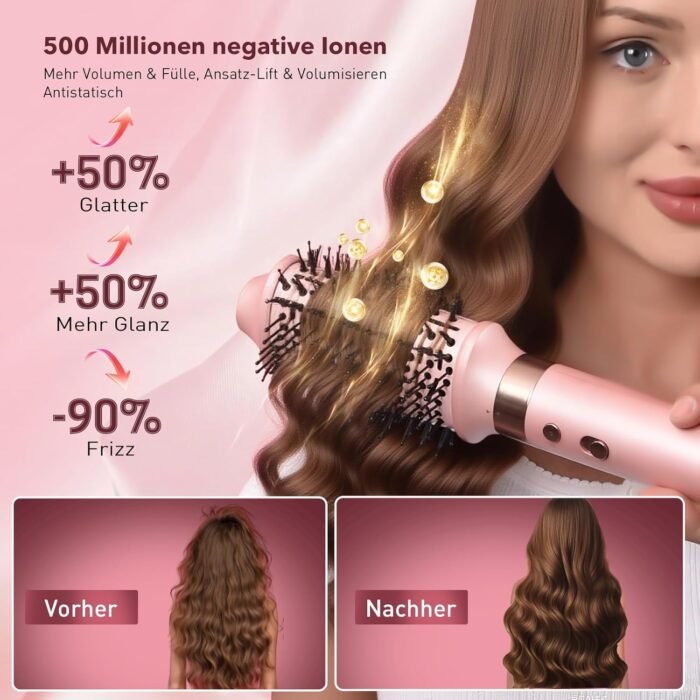 8-in-1 Airstyler – Haartrockner mit Dualspannung und Föhnbürste, inkl. Reisetasche. Automatischer Lockenaufsatz (L/R), schnelles Trocknen, frizzfreies Volumen & Styling ohne Hitzeschäden