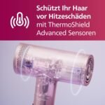 Philips Hochgeschwindigkeits-Haartrockner Serie 8000, ThermoShield Advanced, Ionic, Stylingdüse & Diffusor, Kopfhautpflege, 1400 W, Rose Champagne, Modell BHD837/10