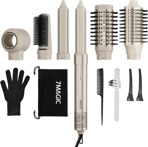 7MAGIC 6 in 1 Airstyler, Hairstyler, Lockenstab Auto-Wrap, Stylen Sie Beach Wave, Ionen Föhn, Professioneller Rundbürstenföhn,Glätteisen, für Besondere Anlässe, Reisen