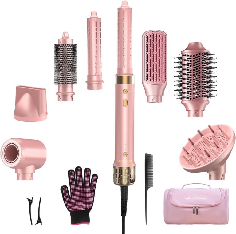 8-in-1 Airstyler – Haartrockner mit Dualspannung und Föhnbürste, inkl. Reisetasche. Automatischer Lockenaufsatz (L/R), schnelles Trocknen, frizzfreies Volumen & Styling ohne Hitzeschäden