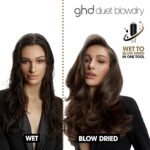 ghd Duet Föhnbürste, nass zu föhnen, ohne Hitzeschäden, 3 x mehr Volumen, 24 Stunden lang anhaltende Ergebnisse, Föhnen ohne Fizz, 50% mehr Glanz, Schwarz/Weiß