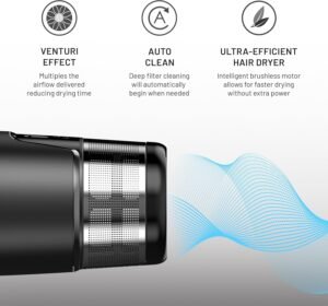 Gama Italy Professional Haartrockner iQ Lite – Leistung 1600W, 110.000 U/min – Oxy Active Technologie für Glanz und langanhaltende Farbergebnisse – Doppelter Filter – Ultraleicht 316g (Schwarz)